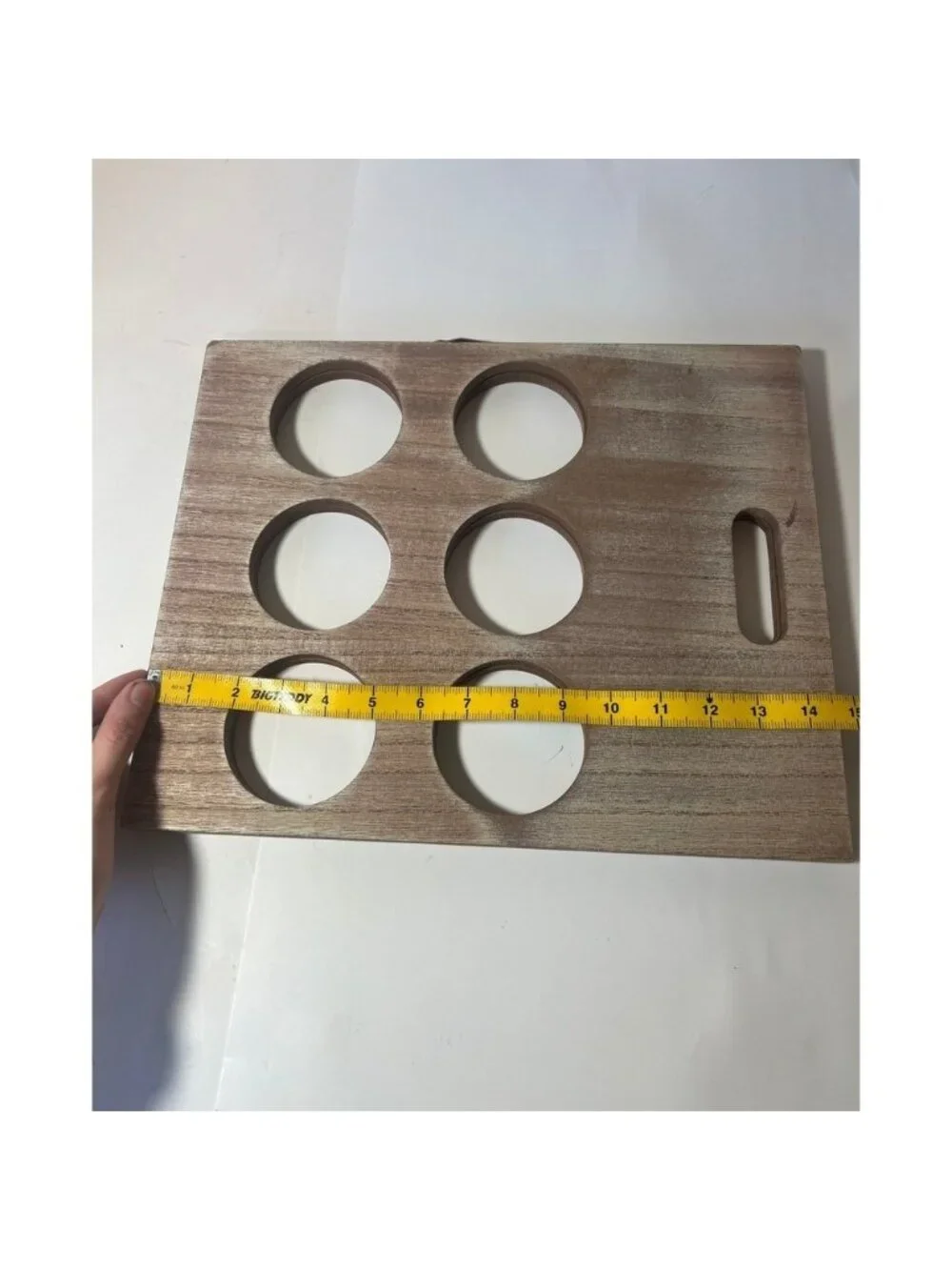 Rustic Wooden 6 Slot Beer Flight Taster Tray Folding Whitewash‎ Brown Wood